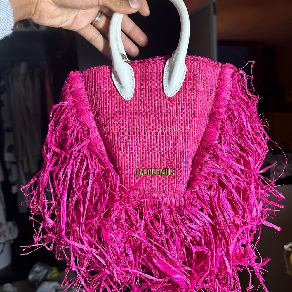Jacques pink straw purse